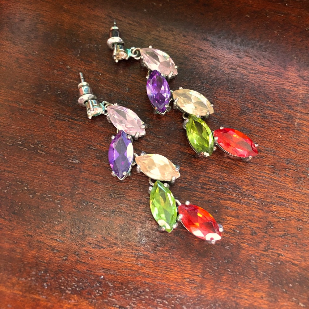 Colorful zirconia drop earrings